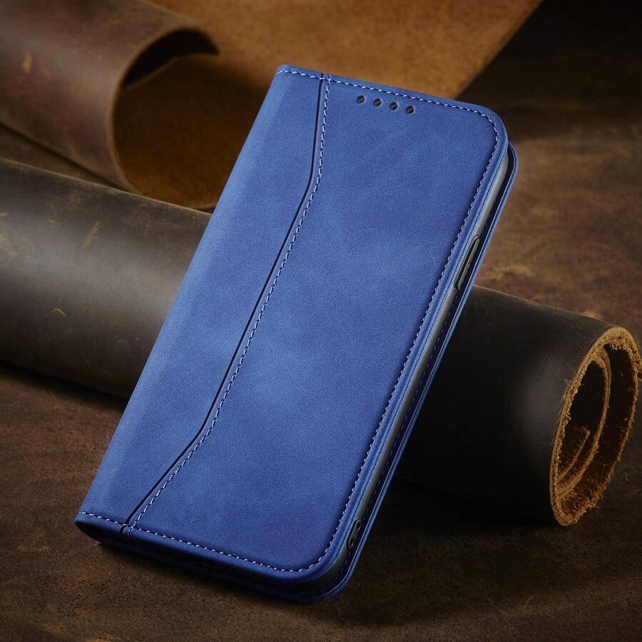 MAGNET FANCY CASE FOR IPHONE 12 COVER CARD WALLET CARD STAND BLUE