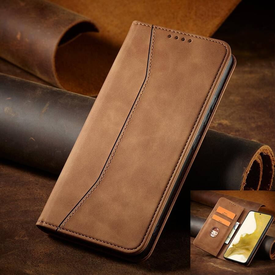 MAGNET FANCY CASE FOR SAMSUNG GALAXY S23 FLIP COVER WALLET STAND BROWN