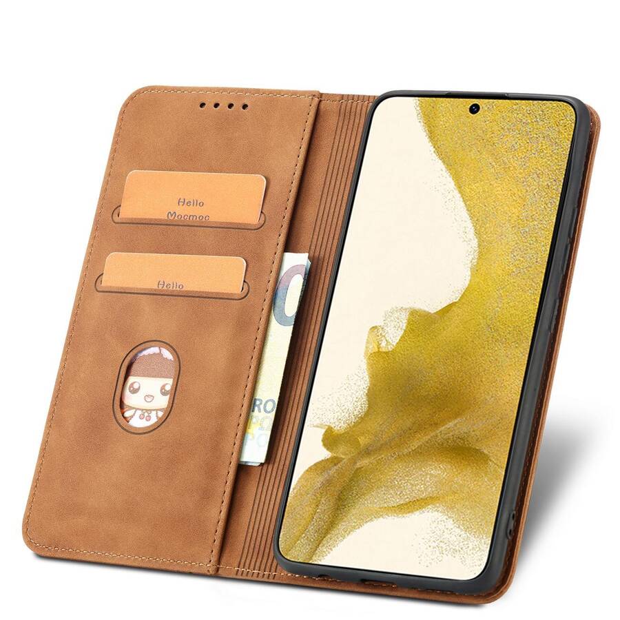 MAGNET FANCY CASE FOR SAMSUNG GALAXY S23 FLIP COVER WALLET STAND BROWN