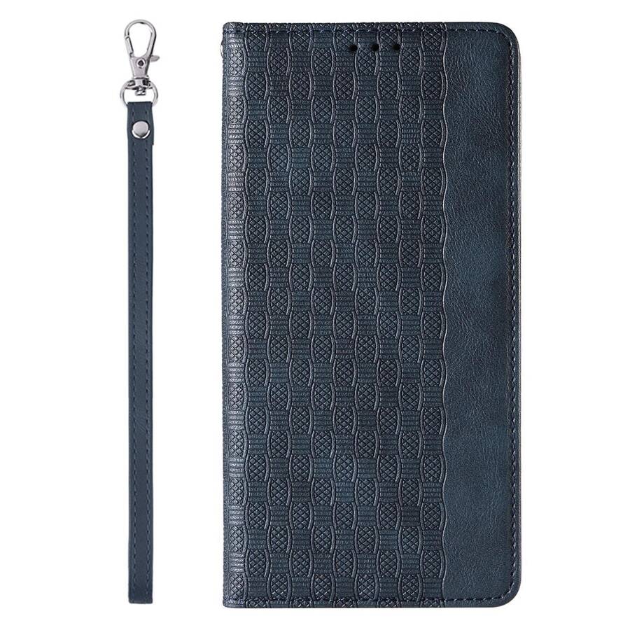 MAGNET STRAP CASE CASE FOR IPHONE 14 PLUS FLIP WALLET MINI LANYARD STAND BLUE