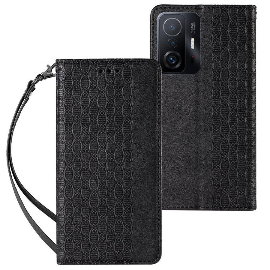 MAGNET STRAP CASE CASE FOR XIAOMI REDMI NOTE 11 POUCH WALLET + MINI LANYARD PENDANT BLACK