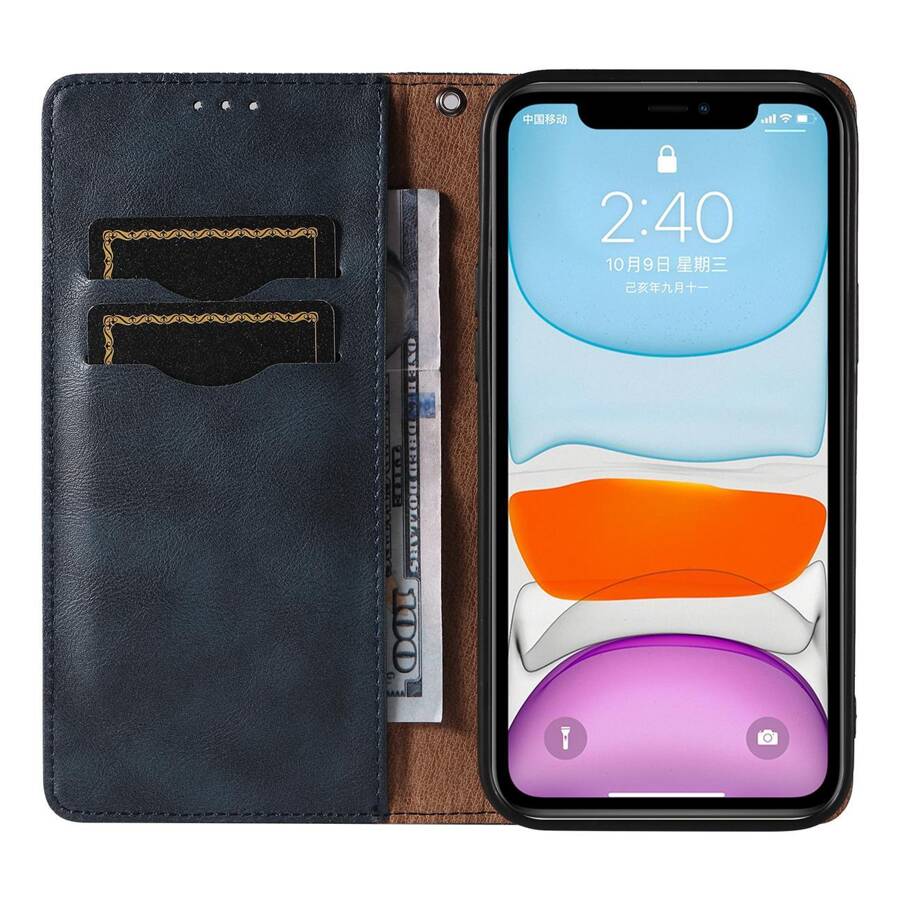 MAGNET STRAP CASE FOR IPHONE 12 POUCH WALLET + MINI LANYARD PENDANT BLUE