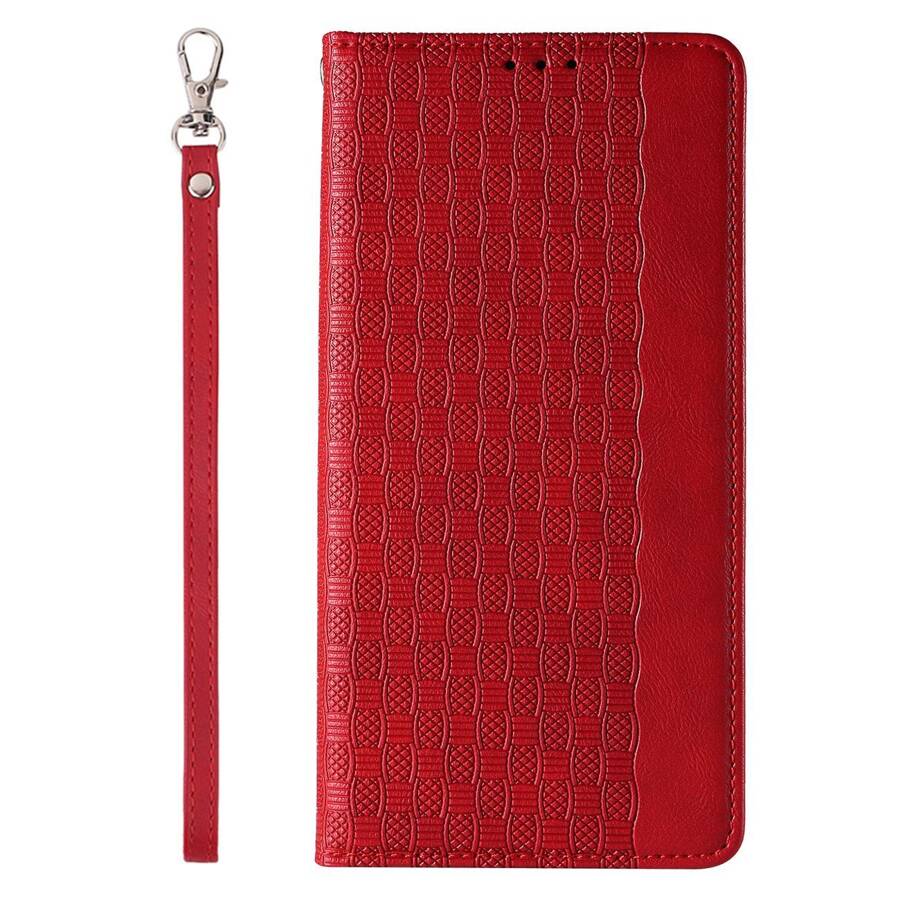 MAGNET STRAP CASE FOR IPHONE 12 PRO POUCH WALLET + MINI LANYARD PENDANT RED