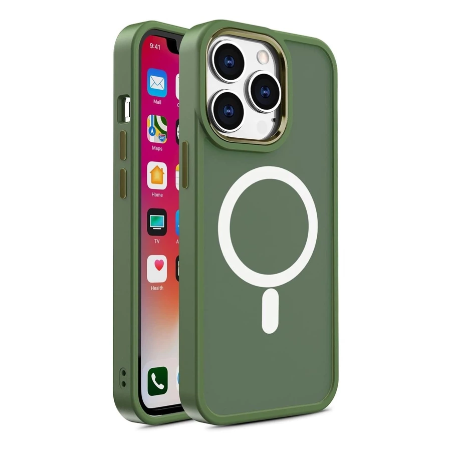 MAGNETIC CASE WITH MAGSAFE COLOR MATTE CASE FOR IPHONE 15 PRO - GREEN