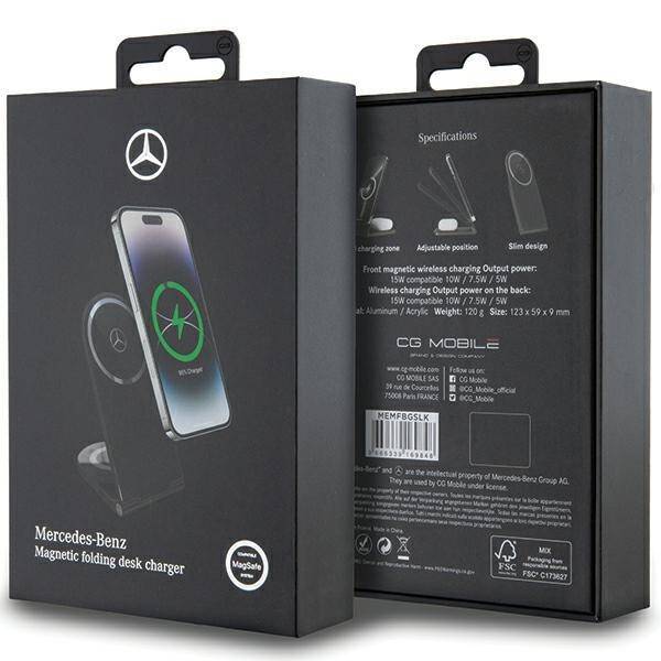 MERCEDES FOLDABLE LOAD. INDUCTION 2IN1 MEMFBGSLK 15W BLACK/BLACK SILVER STAR MAGSAFE