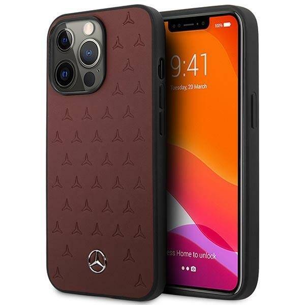 MERCEDES MEHCP13LPSQRE IPHONE 13 PRO / 13 6,1" CZERWONY/RED HARDCASE LEATHER STARS PATTERN