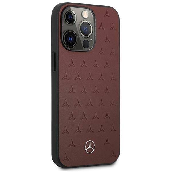 MERCEDES MEHCP13LPSQRE IPHONE 13 PRO / 13 6,1" CZERWONY/RED HARDCASE LEATHER STARS PATTERN