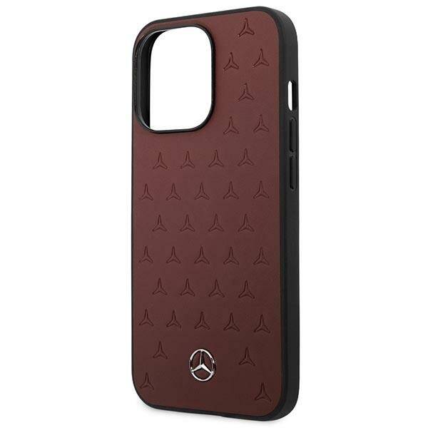 MERCEDES MEHCP13LPSQRE IPHONE 13 PRO / 13 6,1" CZERWONY/RED HARDCASE LEATHER STARS PATTERN