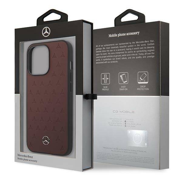 MERCEDES MEHCP13LPSQRE IPHONE 13 PRO / 13 6,1" CZERWONY/RED HARDCASE LEATHER STARS PATTERN