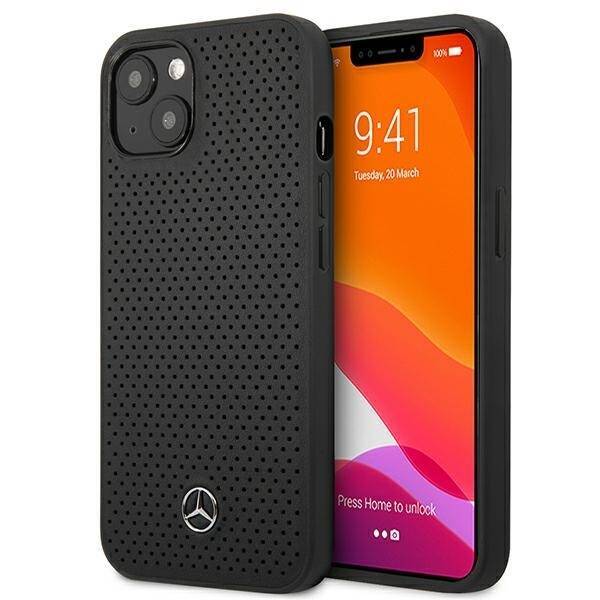 MERCEDES MEHCP13MDELBK IPHONE 13 6,1" CZARNY /BLACK HARDCASE LEATHER PERFORATED