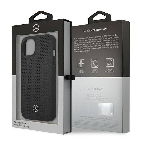 MERCEDES MEHCP13MDELBK IPHONE 13 6,1" CZARNY /BLACK HARDCASE LEATHER PERFORATED