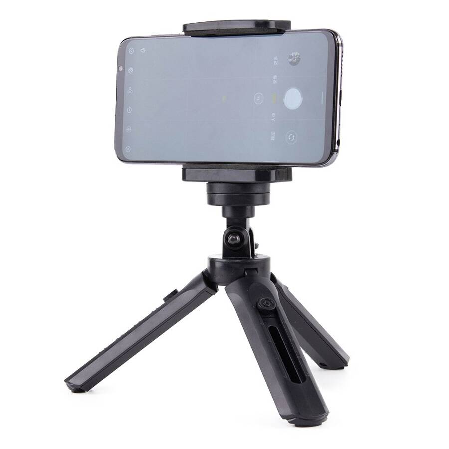 MINI TRIPOD WITH PHONE HOLDER MOUNT SELFIE STICK CAMERA GOPRO HOLDER BLACK