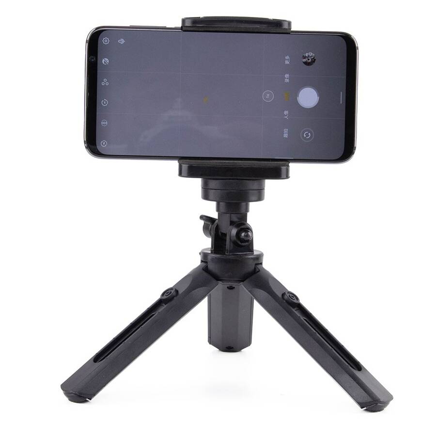 MINI TRIPOD WITH PHONE HOLDER MOUNT SELFIE STICK CAMERA GOPRO HOLDER BLACK