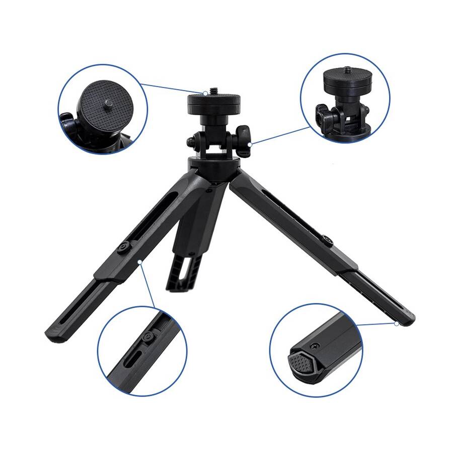 MINI TRIPOD WITH PHONE HOLDER MOUNT SELFIE STICK CAMERA GOPRO HOLDER BLACK