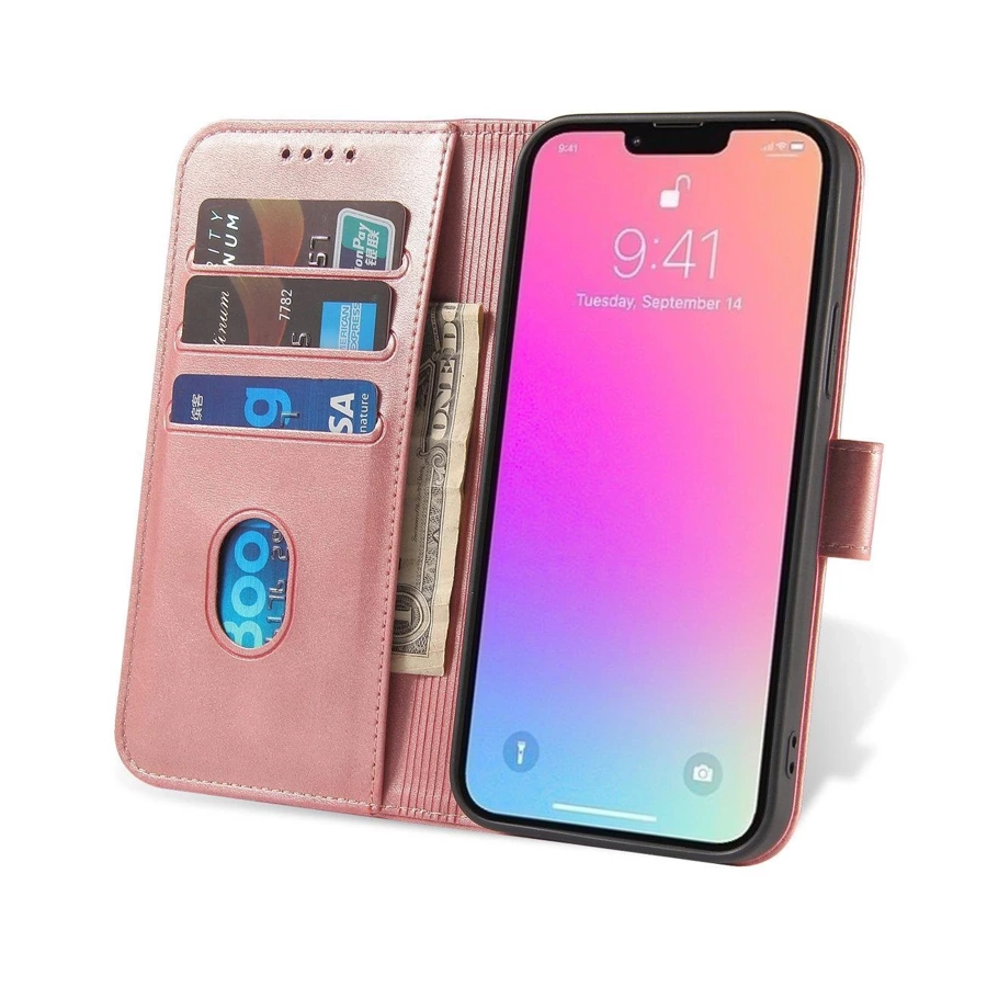 Magnet Case Cover for Xiaomi Redmi Note 12 Cover with Flip Wallet Stand Pink