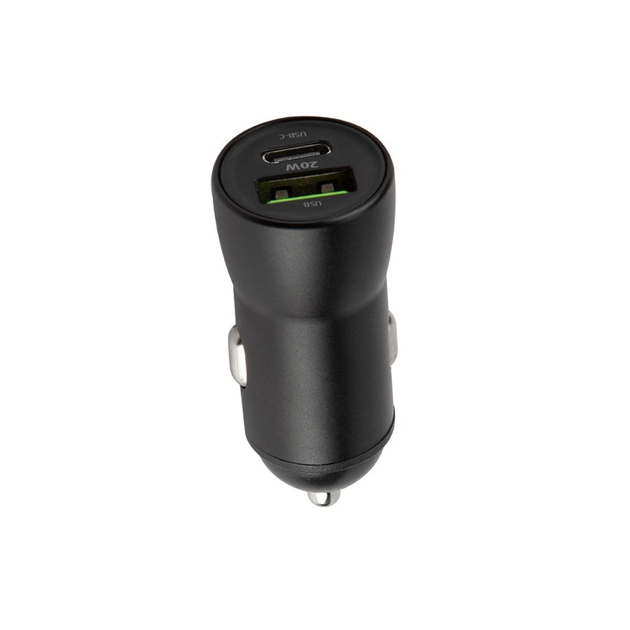 Maxlife Car Charger PD QC MXCC-04 1X USB-C 1X USB 20W Black + USB-C cable-USB-C 60W