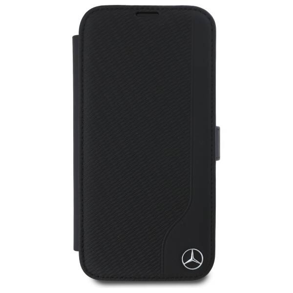 Mercedes MEBKP16L23RBGVK iPhone 16 Pro    6.3" czarny/black bookcase Leather Wood Imitation