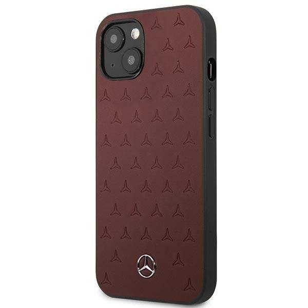 Mercedes MEHCP13MPSQRE iPhone 13 / 14 / 15 6.1" czerwony/red hardcase Leather Stars Pattern