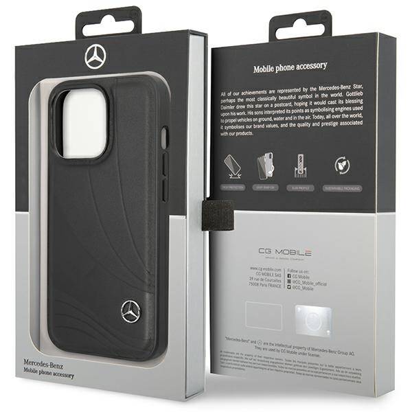 Mercedes MEHCP14L8ROLK iPhone 14 Pro  6,1" czarny/black hardcase Leather Wave Patern