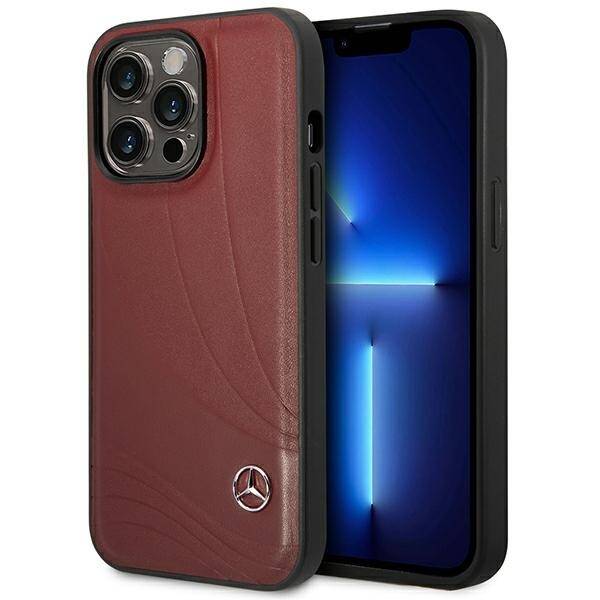 Mercedes MEHCP14L8ROLR iPhone 14 Pro  6.1" czerwony/red hardcase Leather Wave Patern