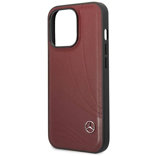 Mercedes MEHCP14L8ROLR iPhone 14 Pro  6.1" czerwony/red hardcase Leather Wave Patern