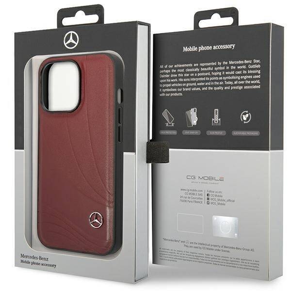 Mercedes MEHCP14L8ROLR iPhone 14 Pro  6.1" czerwony/red hardcase Leather Wave Patern