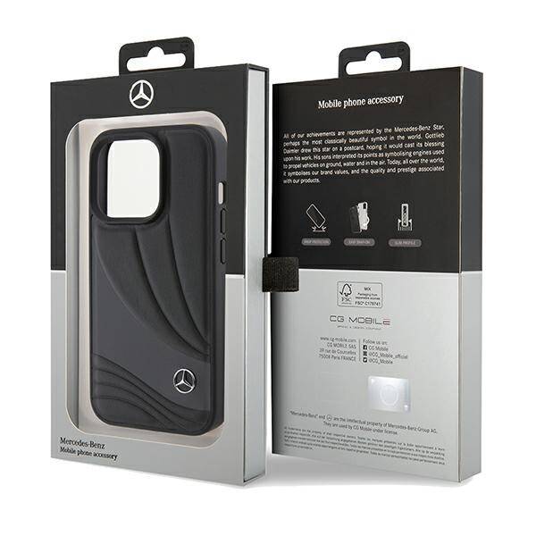 Mercedes MEHCP15L8ROLK iPhone 15 Pro  6.1" czarny/black hardcase Leather Wave Patern