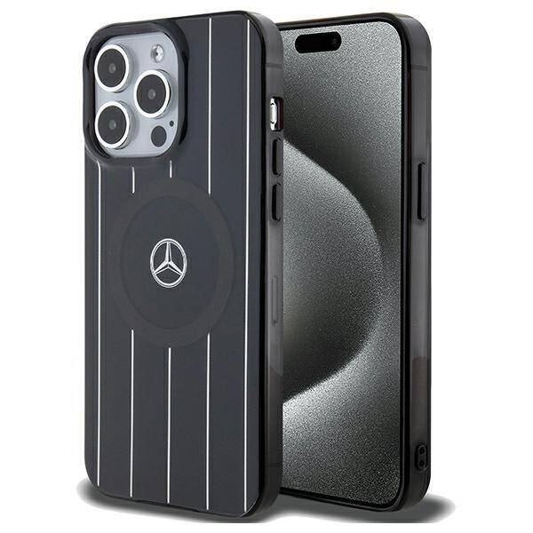 Mercedes MEHMP15L23HRSK iPhone 15 Pro  6.1" czarny/black hardcase Double Layer Crossed Lines MagSafe