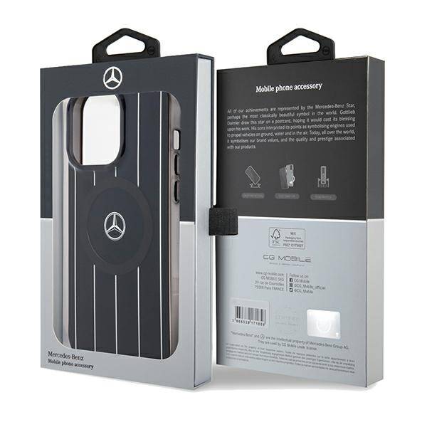 Mercedes MEHMP15L23HRSK iPhone 15 Pro  6.1" czarny/black hardcase Double Layer Crossed Lines MagSafe