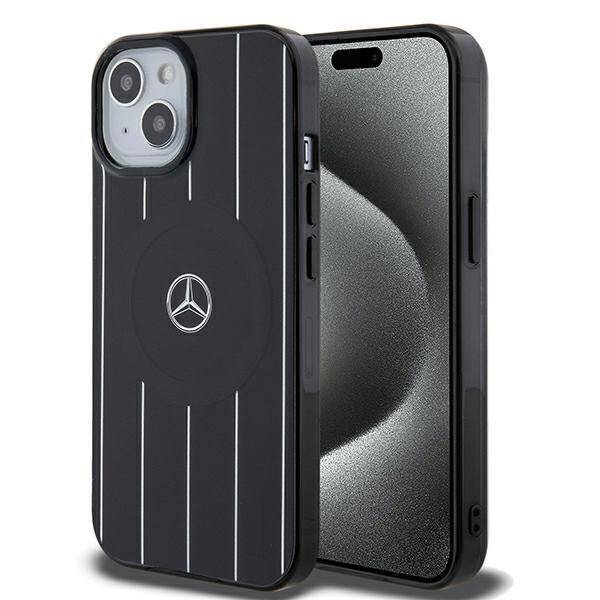 Mercedes MEHMP15S23HRSK iPhone 15 / 14  / 13 6.1" czarny/black hardcase Double Layer Crossed Lines MagSafe