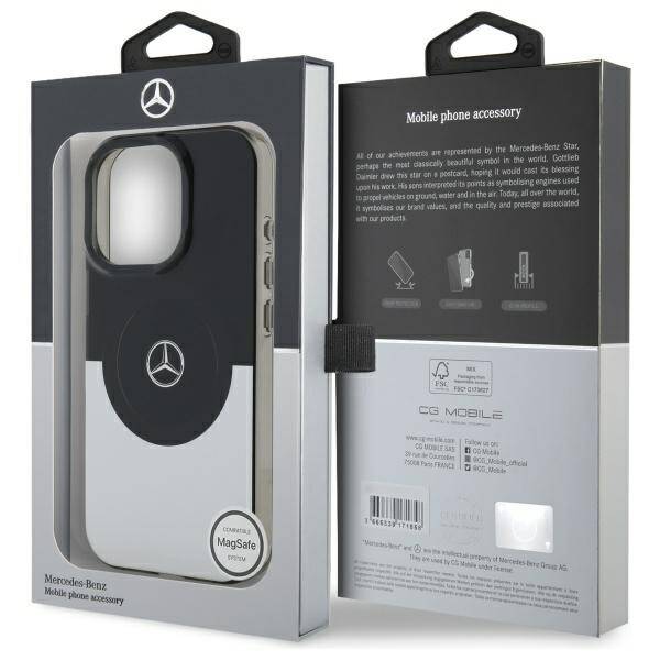 Mercedes MEHMP16L23HBIGK iPhone 16 Pro    6.3" czarny srebrny/black silver hardcase Double Layer BiColor MagSafe