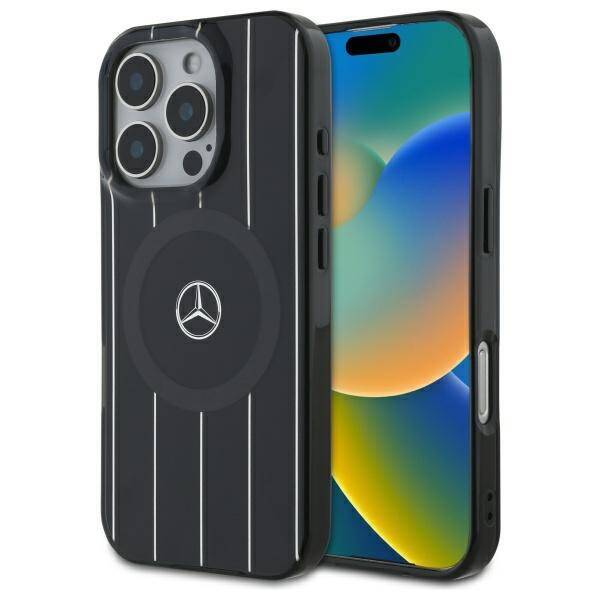 Mercedes MEHMP16L23HRSK iPhone 16 Pro  6.3" czarny/black hardcase MB Double Layer Crossed Lines MagSafe