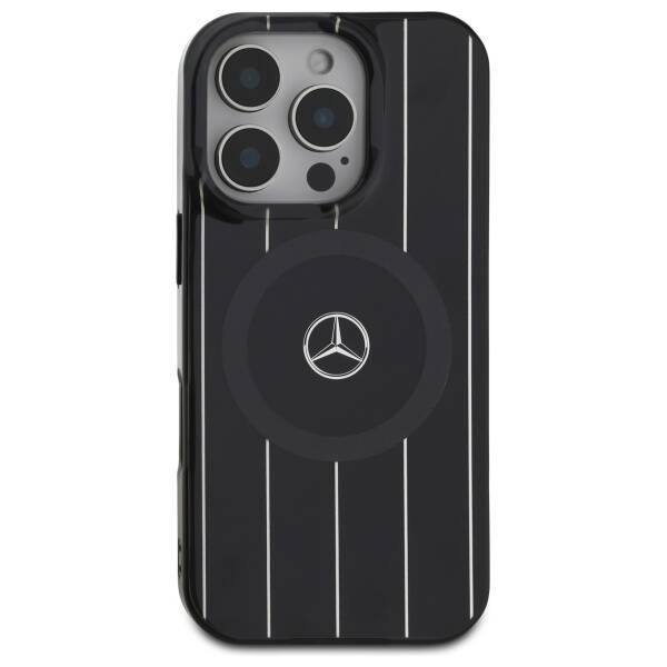 Mercedes MEHMP16L23HRSK iPhone 16 Pro  6.3" czarny/black hardcase MB Double Layer Crossed Lines MagSafe