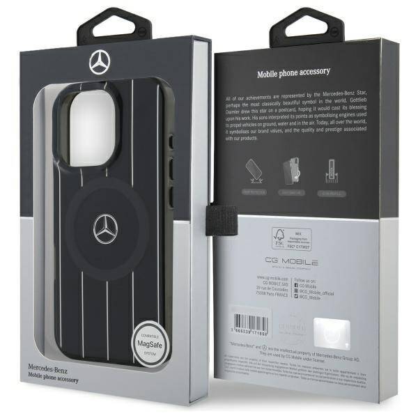 Mercedes MEHMP16L23HRSK iPhone 16 Pro  6.3" czarny/black hardcase MB Double Layer Crossed Lines MagSafe