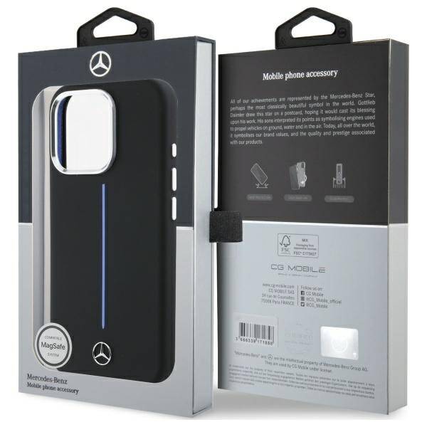 Mercedes MEHMP16L23SUMBK iPhone 16 Pro 6.3" czarny/black hardcase Silicone Blue Stripe MagSafe