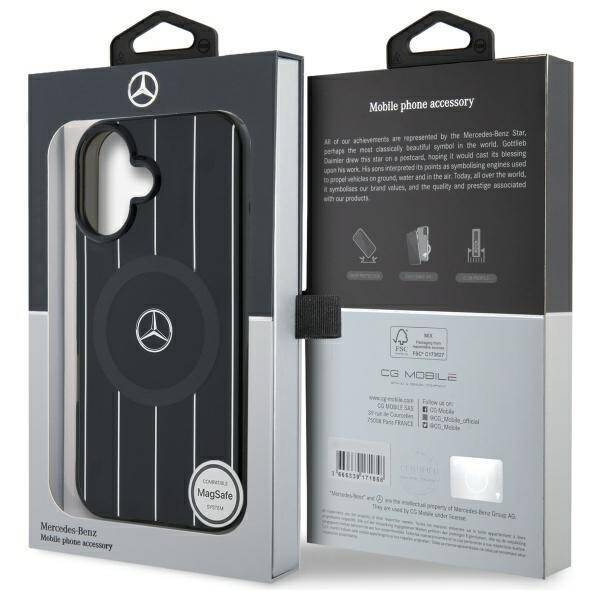 Mercedes MEHMP16S23HRSK iPhone 16 6.1"    czarny/black hardcase MB Double Layer Crossed Lines MagSafe