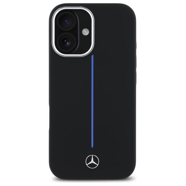 Mercedes MEHMP16S23SUMBK iPhone 16 6.1"   czarny/black hardcase Silicone Blue Stripe MagSafe