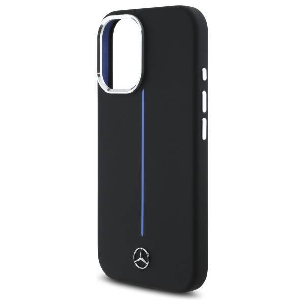 Mercedes MEHMP16S23SUMBK iPhone 16 6.1"   czarny/black hardcase Silicone Blue Stripe MagSafe