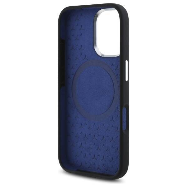 Mercedes MEHMP16S23SUMBK iPhone 16 6.1"   czarny/black hardcase Silicone Blue Stripe MagSafe