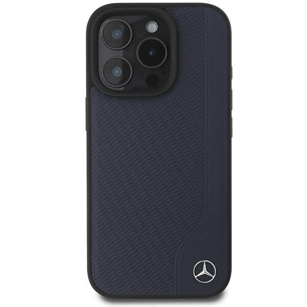 Mercedes MEHMP16X23RBGVV iPhone 16 Pro Max 6.9" granatowy/navy hardcase MB Wood Imitation Leather MagSafe