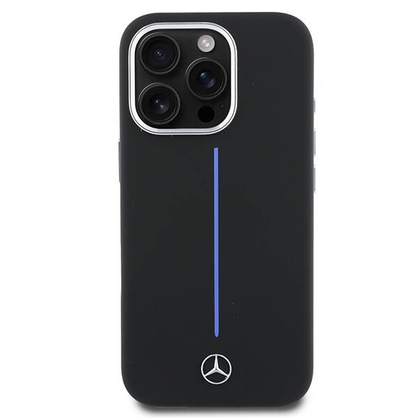 Mercedes MEHMP16X23SUMBK iPhone 16 Pro Max 6.9" czarny/black hardcase Silicone Blue Stripe MagSafe