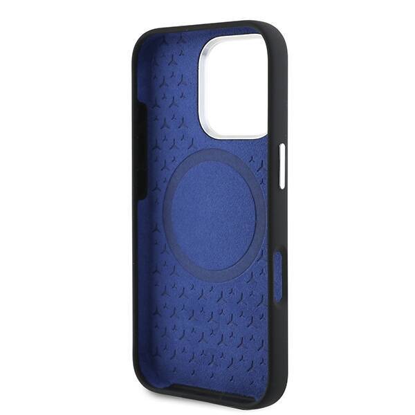 Mercedes MEHMP16X23SUMBK iPhone 16 Pro Max 6.9" czarny/black hardcase Silicone Blue Stripe MagSafe