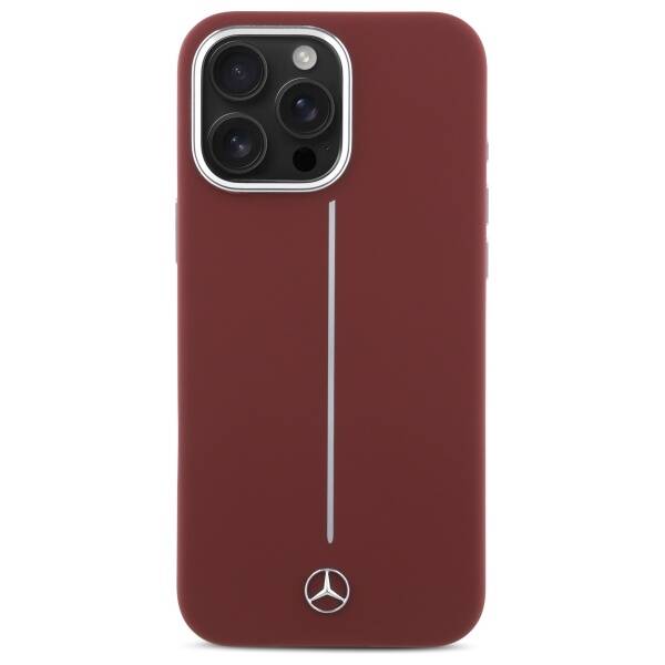 Mercedes MEHMP16X23SUMSR iPhone 16 Pro    Max 6.9" czerwony/red hardcase Silicone White Stripe MagSafe