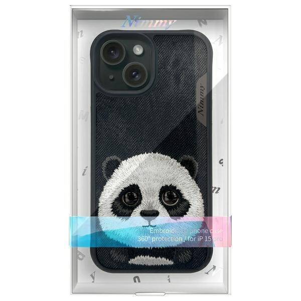 Nimmy etui iPhone 15 6.1" czarny/black    Big Eyed Pet 2.0 Panda