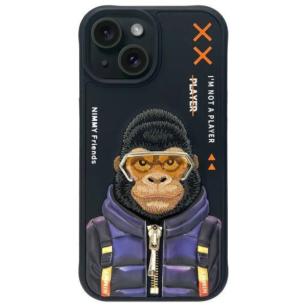 Nimmy etui iPhone 15 6.1" czarny/black    Cool&Cute 2.0 Monkey