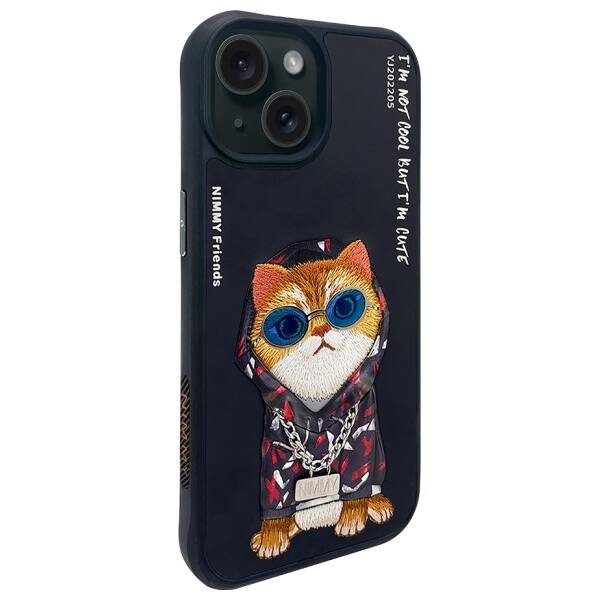 Nimmy etui iPhone 15 6.1" czarny/black    Glasses Cool Cat