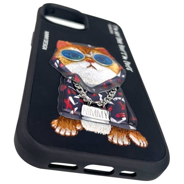 Nimmy etui iPhone 15 6.1" czarny/black    Glasses Cool Cat