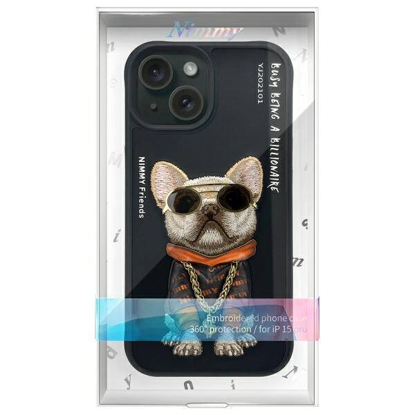 Nimmy etui iPhone 15 6.1" czarny/black    Glasses Cool Dog