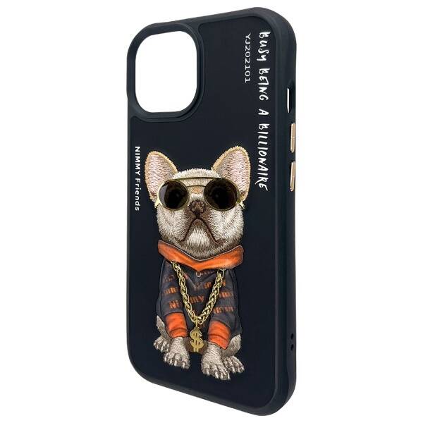 Nimmy etui iPhone 15 6.1" czarny/black    Glasses Cool Dog