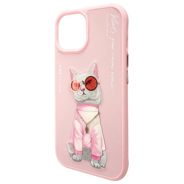 Nimmy etui iPhone 15 6.1" różowy/pink     Glasses Cool Cat